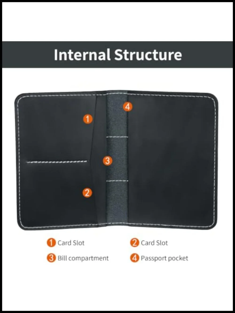 Genuine Leather Passport Holder with Card and Boarding Pass Slots